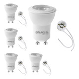 Kit 5 Lampada Led Mr11 Gu10 Mini Dicroica 6 5w Com Soquete