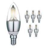 Kit 5 Lâmpada Led Vela 3w Chama E14 X Branco Quente