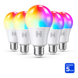 Kit 5 Lâmpadas Inteligente Led 10w Rgb Wifi Smart Alexa Google Homefy