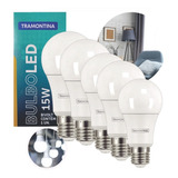 Kit 5 Lâmpadas Led Bulbo 15w Soquete E27 6500k Tramontina