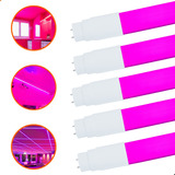 Kit 5 Lâmpadas Tubular Coloridas 10w De Led T8 60 Cm Luz Rosa 110v 220v