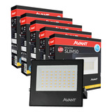 Kit 5 Led Refletor 50w Bivolt Prova Dágua Jardim Luz Quente Cor Da Carcaça Preto Cor Da Luz Branco quente 110v 220v