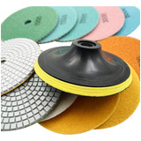 Kit 5 Lixas Diamantada Polir Mármore 1 Suporte Grão 100 1500