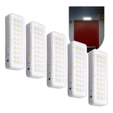 Kit 5 Luminária De Emergência 30leds Bateria Recarregável