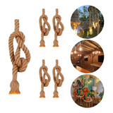 Kit 5 Luminária Pendente Corda Sisal Retro Vintage Rústico