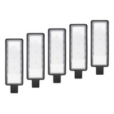 Kit 5 Luminária Rua Publica Poste Smd 300w Prova D agua Carcaça Preto Luz Branco frio 127 220v