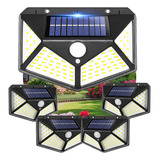 Kit 5 Luminária Solar 100 Led Com Sensor Jardim Prova Dágua