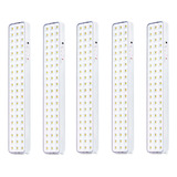 Kit 5 Luminárias Emergência 5w 60 Leds Recarregável 6500k Cor Branco 110v 220v