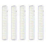Kit 5 Luminárias Emergência 5w 60 Leds Recarregável 6500k