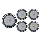 Kit 5 Luminárias Led Smd Ufo High Bay 100w Galpão Industrial Cor Da Carcaça Preto Cor Da Luz Branco frio 110v 220v Genérica