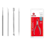 Kit 5 Manicure Alicate Mundial Palito Desencravador Espátula