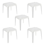 Kit 5 Mesa Monobloco Multiuso Quadrada De Plastico Bar Lazer
