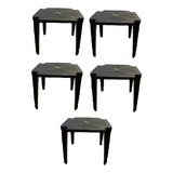 Kit 5 Mesa Monobloco Preta De Bar Quadrada De Plastico Lazer