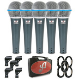 Kit 5 Microfones Dinamicos