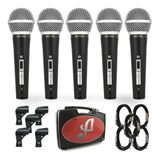 Kit 5 Microfones Dinâmicos Arcano Renius 8 Kit Xlr p10