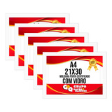 Kit 5 Molduras A4 21x30 Porta Certificado Diploma Foto Vidro