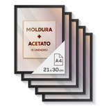 Kit 5 Molduras Quadros A4 Acetato Certificado Porta retratos