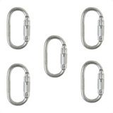 Kit 5 Mosquetão Aço Oval Com Trava 25kn Tripla Altura Rapel