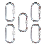 Kit 5 Mosquetão Aço Oval Rosca 23kn Nbr Trava Dupla Altura