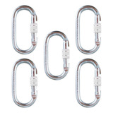 Kit 5 Mosquetão De Aço Oval 25kn Trava De Rosca Alpinismo