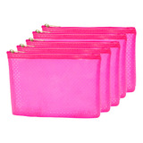 Kit 5 Necessaire Feminina Rosa Organiza Bolsa Mala C Ziper