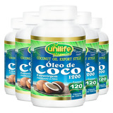 Kit 5 Óleo De Coco Extra Virgem 120 Cápsulas Unilife Sabor Sem Sbaor