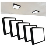 Kit 5 Painel Plafon Led 18w Sobrepor Quadrado Preto Bivolt Frio
