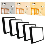 Kit 5 Painel Plafon Led 25w Sobrepor Quadrado Preto Bivolt