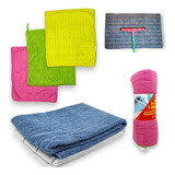 Kit 5 Panos De Chão Limpeza Em Microfibra Super Absorvente