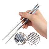 Kit 5 Pares 10 Palitos Hashi Aço Inox Resistente Higiênico