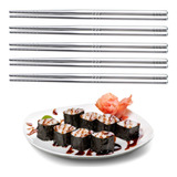 Kit 5 Pares 10 Palitos Hashi Aço Inox Resistente Higiênico