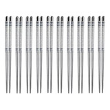 Kit 5 Pares 10 Palitos Hashi Aço Inox Resistente Higiênico