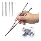 Kit 5 Pares Hashi 10 Palitos Aço Inox Resistente Higiênico