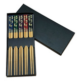Kit 5 Pares Hashi Dragão Japonês Reutilizável Sushi Sashimi