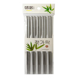 Kit 5 Pares Hashi Ecológico Inox Escovado Detalhado Sushi
