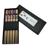 Kit 5 Pares Hashi Gueixa Culinária Japonesa Reutilizável