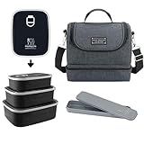 Kit 5 Pçs Bolsa Térmica Potes Marmita Porta Talher Preto