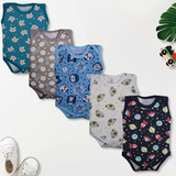 Kit 5 Peças Body Regata Bebe Verão 100 Algodão Menino