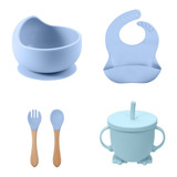 Kit 5 Peças Bowl Talheres Babador Copo Bebê Crianças