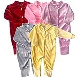 Kit 5 Peças Macacão De Plush De Bebê Inverno Quentinhos Menina P 0 A 1 Mês 