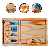 Kit 5 Peças Queijos Frios Nome Gravada Laser Tábua Madeira