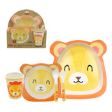 Kit 5 Peças Refeição Criança Infantil Bebê Prato Copo Talher