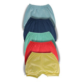 Kit 5 Peças Short Liso Roupa De Bebê Tapa Fralda Algodão
