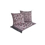 Kit 5 Peças Xale Para Sofá E Almofadas Grécia Jacquard 1-35x1-35m Com Franja -Vinho-