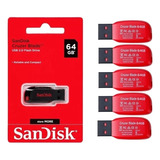 Kit 5 Pendrive Usb 64gb Flash Drive Memory Stick Cruzer 2.0