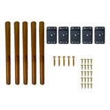 Kit 5 Pés Palito 60cm Retrô Mesa Chapinha Parafuso Madeira