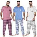 Kit 5 Pijama Adulto Masculino Malha Meia Estação Calça Longa Manga Curta Cor Colorido Tamanho G