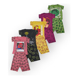 Kit 5 Pijama Conjunto Bebe Fresquinho Superhero Para Calor