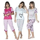Kit 5 Pijama Pescador Feminino Adulto Bermuda Blusa Calça Curta Cor Colorido Tamanho P