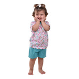 Kit 5 Pijamas Infantil Curto Unissex Estampado Manga Curta